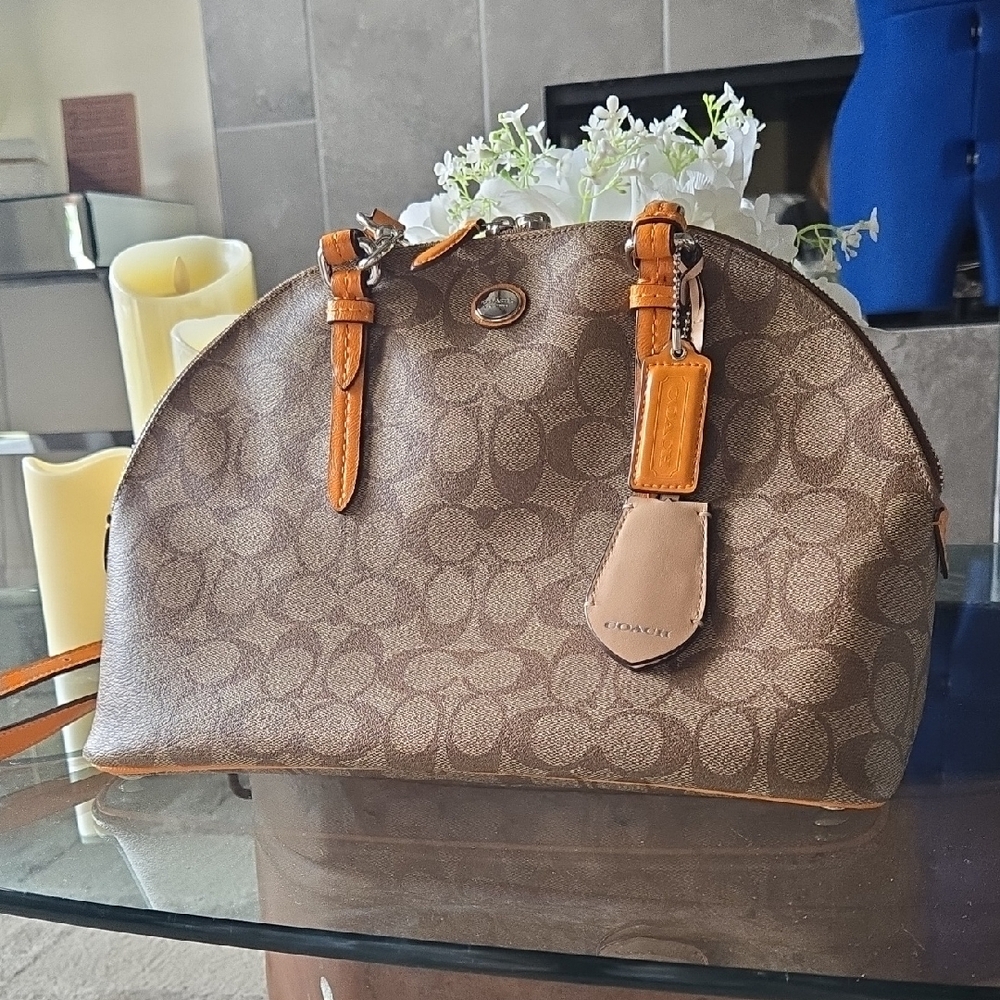 Coach Brown Tan Signature Satchel